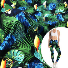 digital printed parrots sweat absorption cotton like sports polyamide lycra fabric for fitness